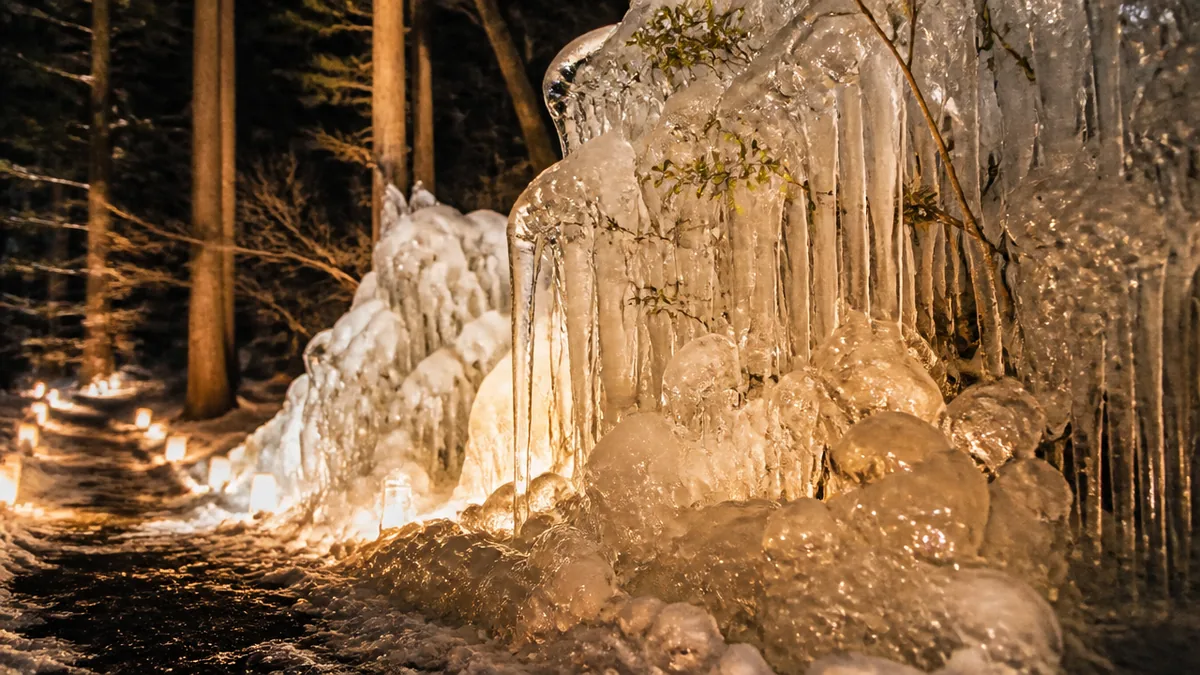 氷のアートが闇に浮かぶ|氷点下の森の歩き方の解説画像