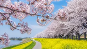 国営木曽三川公園 桜堤サブセンターは桜250本が無料｜背割堤の菜の花コラボと花見ガイドのアイキャッチ画像