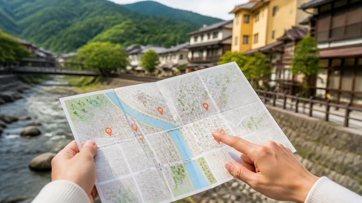 下呂温泉食べ歩きマップの全体像｜名店は徒歩30分圏にぎゅっと凝縮の解説画像