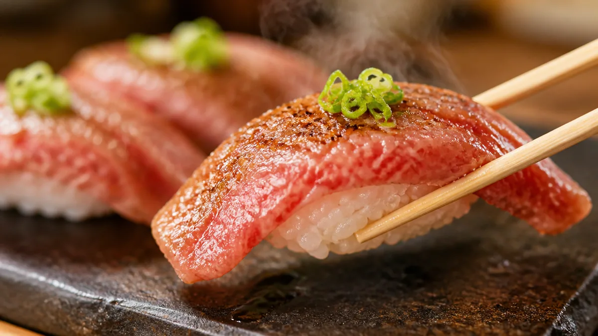 精肉店直営の飛騨牛にぎりは、炙りたてが命の解説画像