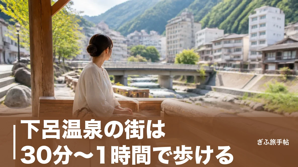 下呂温泉の街は30分〜1時間で歩ける｜足湯9か所と共同浴場3湯を巡る温泉街の歩き方のアイキャッチ画像