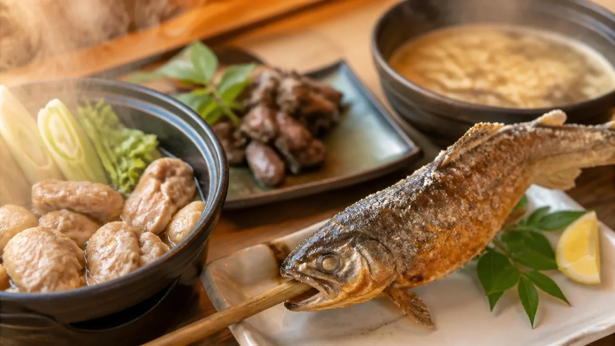 道の駅の食事処は2軒｜岩魚とシャモ、どちらに座る？の解説画像