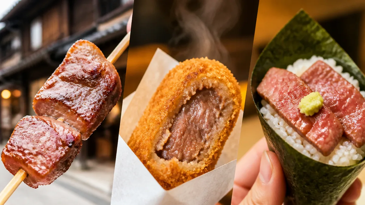 飛騨牛は串・フライ・手巻き寿司で味わいが変わるの解説画像